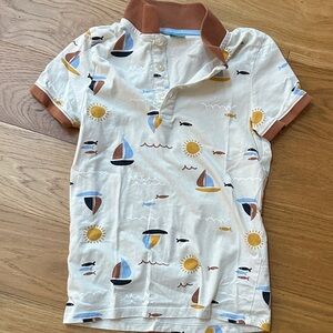 Nautical Adventure Kids Polo Shirt - Cream and Brown
